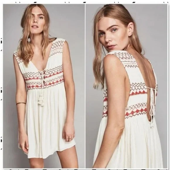 Free People Simply Fall Embroidered Mini Dress - Picture 1 of 9